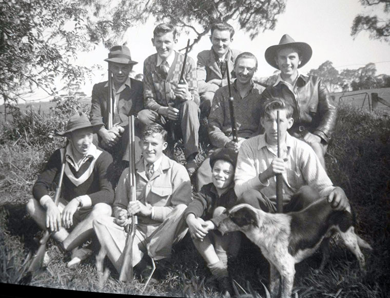 57 Henry Pfeiffer’s 21st birthday shooting party. Young Alan, Henry, Edgar Pfeiffer, Colin Lemar, Ed